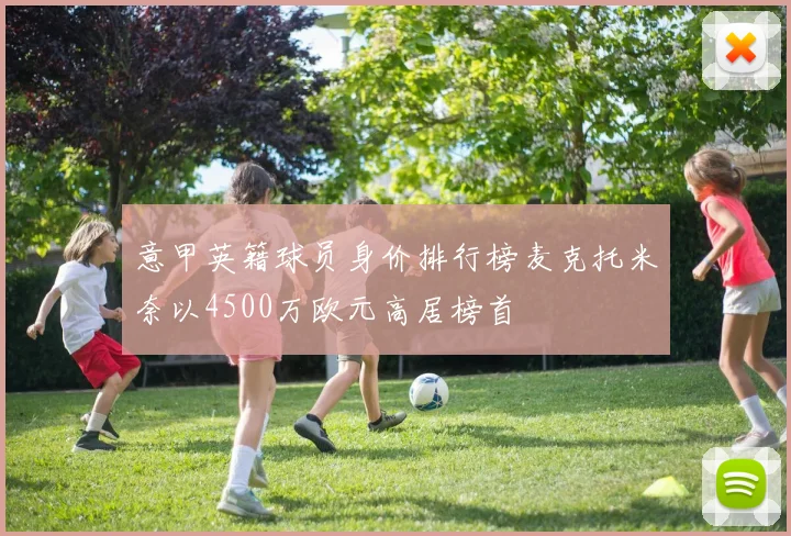 意甲英籍球员身价排行榜麦克托米奈以4500万欧元高居榜首